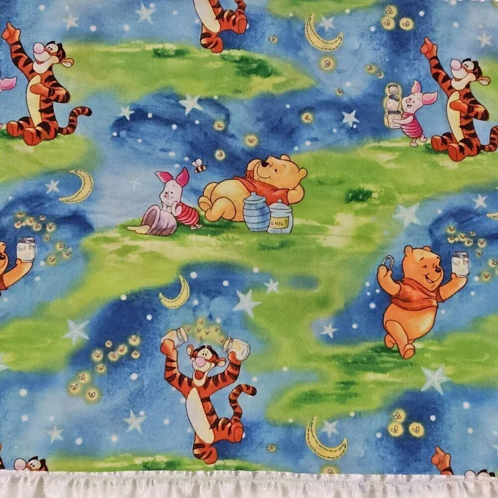 Disney Winnie Pooh Handmade Lovey Satin Trim Fireflies Piglet Tigger Moon Stars